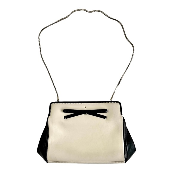 Kate Spade Cream and Black shoulder bag with chain and bow detail - Picture 1 of 8